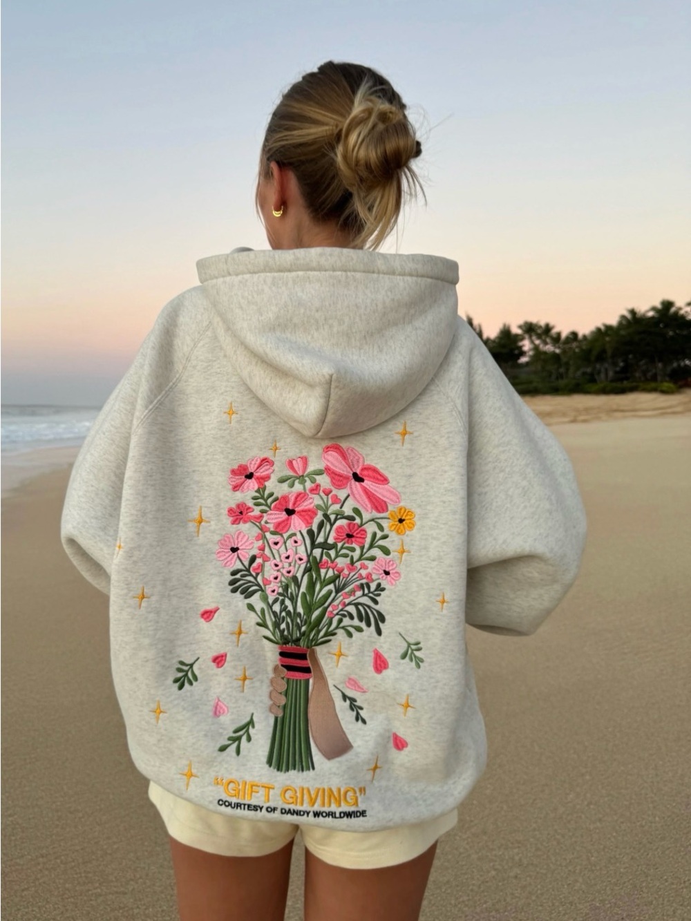 "Gift Giving" Oversized Lux Hoodie in Heather Gray